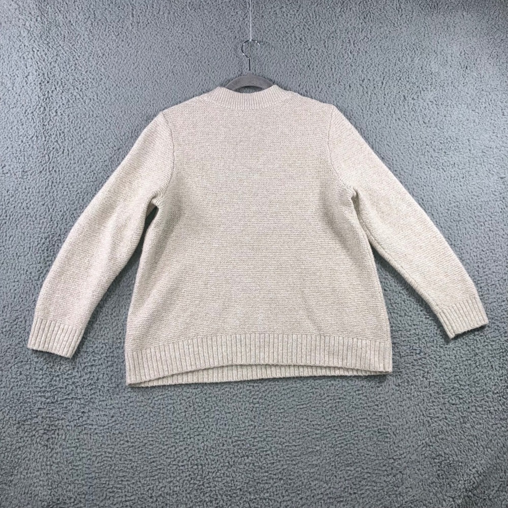 J Jill Sweater Women Large V Neck Speckled Knit‎ Long Sleeve Beige Minimalist - Picture 3 of 12